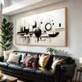 Abstract Wall Art Black and White Modern Artwork Geometric Line Art Canvas Painting Wall Decor for Living Room Bedroom Dining Room Home Office Decor 24"x48" with Framed…