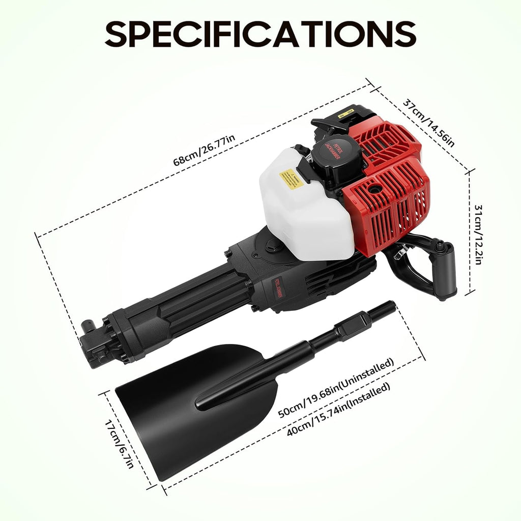 Gas Powered Garden Shovel for Digging, 52CC 2-Stroke Small Shovel Portable Spade Garden Trowel for Tree Planting (US Stock)