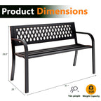 MAKE CHANGES Outdoor Bench, Garden Patio Park Entryway Metal Bench with Comfortable Backrest, Sturdy Heavy Duty Loveseat Front Porch Backyard Lawn Furniture for Outside