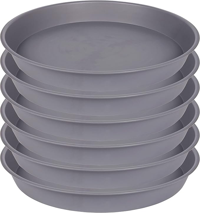 6 Pack of 10 inch Plant Saucer Gray, Heavy Duty Plastic Plant Saucer 10 inch Round, Durable Plant Tray for Pots, Plant Saucers for Indoors, Plant Trays for Planter 9"/10" (10", Cement Gray)