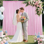 Matte Pink Sequin Backdrop Curtain 4 Pieces 2FTx8FT Glitter Photography Backdrop for Party Wedding Birthday Christmas Decorations