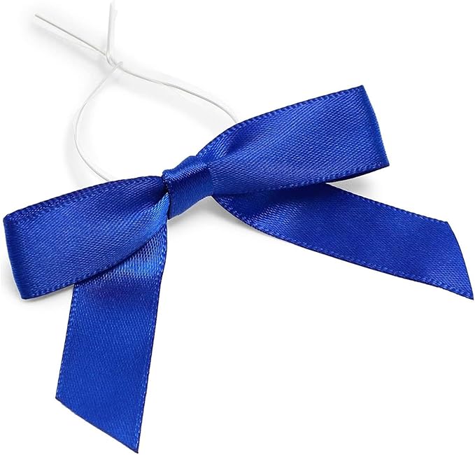 Bright Creations Gift Bows with Twist Ties 100Ct - 3-Inch Satin Bows & 5.7-Inch Polyester Ties, Dark Blue - Gift Wrap Ribbon for Party Favor & Treat Bags