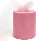 6" x 200 Yards Dusty Rose Tulle Fabric Rolls, Matte Spool Tulle Ribbon for DIY Tutu Skirt Wedding Decoration Baby Shower Birthday Party Backdrop Christmas Gift Wrapping Bow Craft Supplies
