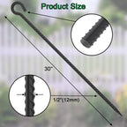 1/2 inch Rebar Stakes 36 Inches Long 6 Pack Steel Tent Anchors Heavy Duty Metal Tree Stakes and Supports Steel Ground Anchor for Outdoor Camping, Garden Path, Fence, Walkway and Canopy (Black)