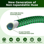 Upgraded Garden Hose 50ft, Non-Expandable Hose, Heavy Duty Kink-Resistant Flexible Water Hose with High-Density Fabric,LeakProof Hose Metal Shut-Off Valve Connector for Patio, Car Wash. (50FT)