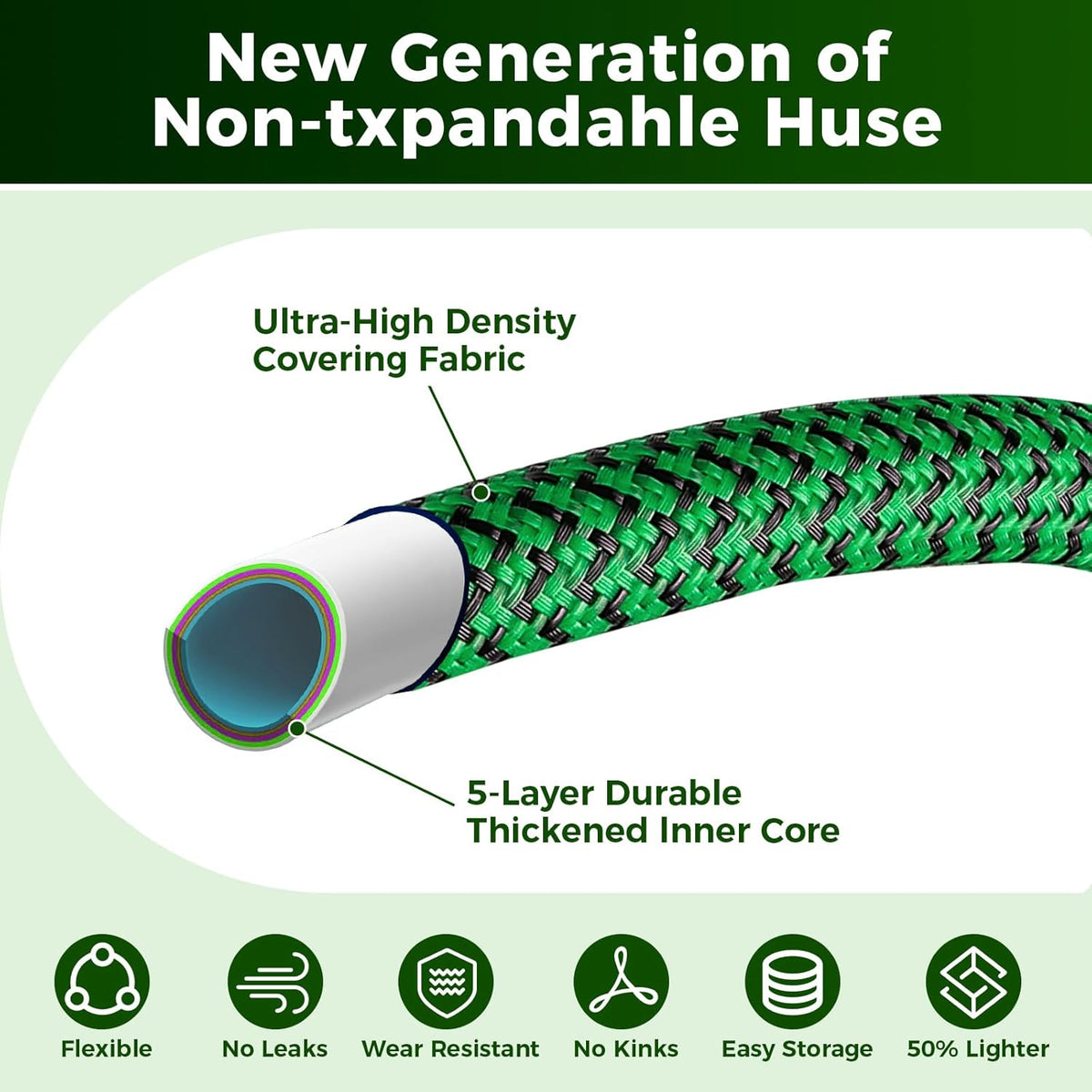 Upgraded Garden Hose 25+5ft, Non-Expandable Hose, Heavy Duty Kink-Resistant Flexible Water Hose with High-Density Fabric,LeakProof Hose Metal Shut-Off Valve Connector for Patio, Car Wash. (30FT)