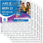 AIRX FILTERS WICKED CLEAN AIR 16x18x1 MERV 13 Electrostatic Pleated Air Conditioner Filter 6 Pack HVAC AC Furnace Filters