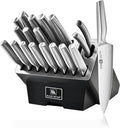 19 Piece Contour High Carbon Stainless Steel Kitchen Knife Set with Knife Sharpener Non-Slip Handles Knife Set with Block