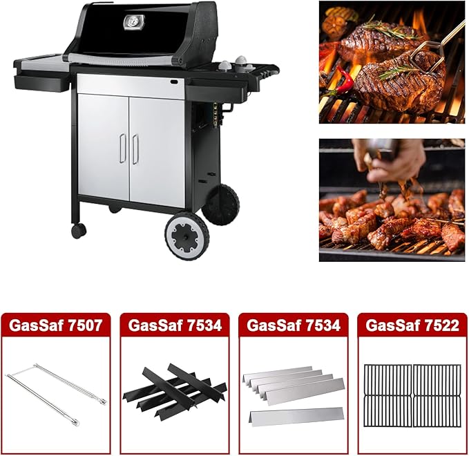 GasSaf 21.5" Grill Flavorizer Bars for Weber Genesis Silver A, 304 Stainless Steel Flavorizer Bars for Spirit 200, E/S200, E/S-210, Spirit 500 (Side Burner Knob), Replacement Parts for Weber 7534 7535