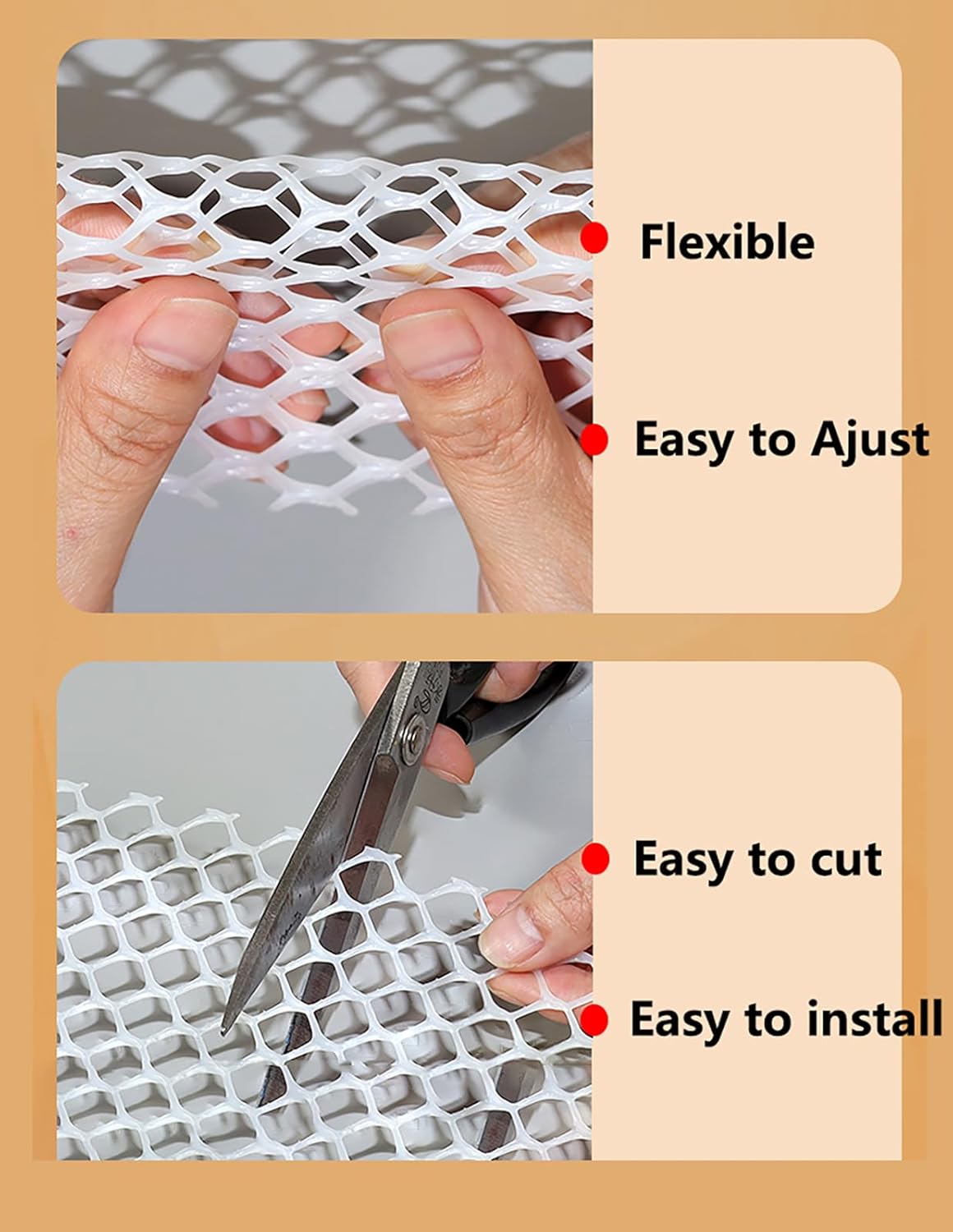 XIFENG Plastic Wire Mesh Fence Roll for Poultry Dogs Rabbit Snake Barrier, Plastic Chicken Fence Wire Fencing Mesh Poultry Netting for Garden Farm(Size:0.47in mesh-65ft L x 3.3ft W Roll,Color:Black)