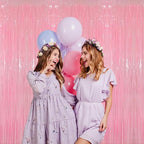 GOER 3.2 ft x 8.2 ft Metallic Tinsel Foil Fringe Curtains Party Photo Backdrop Party Streamers for Birthday,Graduation,New Year Eve Decorations Wedding Decor(1 Pack,Candy Pink)