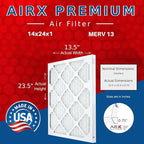 AIRX FILTERS WICKED CLEAN AIR. 14x24x1 Air Filter MERV 13 Electrostatic Pleated Air Conditioner Filter 6 Pack HVAC AC Furnace Filters