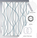 Punkray Lake Blue Shower Curtain for Bathroom with Hooks, Extra Long Shower Curtain Set Stripe Shower Curtains, Weighted Hem Water Repellent Washable, 72 x 72