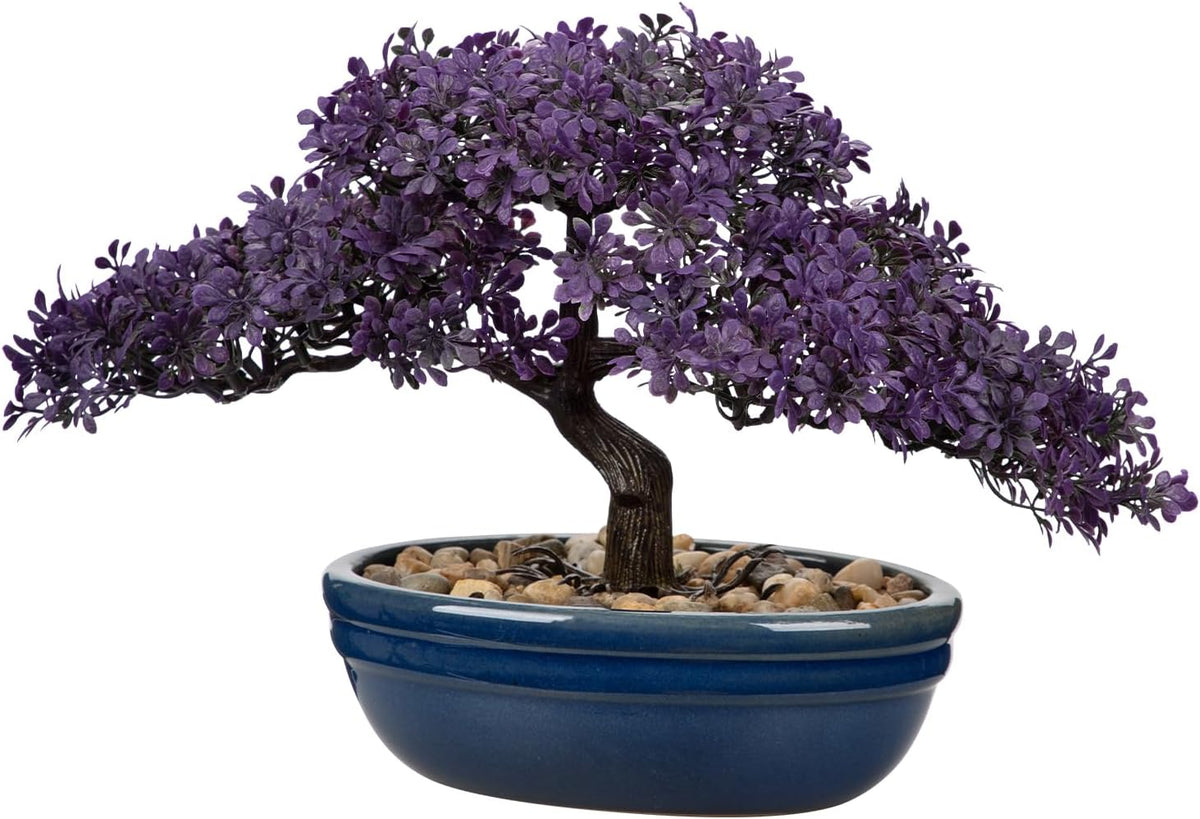 Artificial Bonsai Tree Juniper Faux Plants Indoor Fake Plants Decor with Blue Ceramic Pots for Home Table Office Desk Bathroom Shelf Bedroom Living Room Farmhouse Decorations