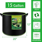 NACHLYNN 5-Pack 15 Gallon Grow Bags Thickened Nonwoven Fabric Pots Heavy Duty Aeration Fabric Pots with Handles Plant for Gardening Fruits Flowers Plant