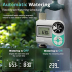 QUOBAS Sprinkler Timer, Weekly Programmable Water Hose Timer for Garden Hose Faucet with Waterproof HD Screen, Rain Delay/Manual/Automatic Irrigation Watering System for Garden, Lawn, Yard