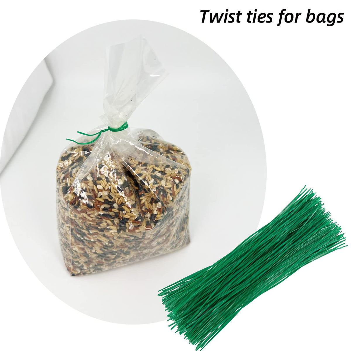 Plant Twist Ties - 8'' Plant Ties for Climbing Plants, Pack of 100, Green