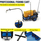 Beach Fishing Cart, 13" Big Wheels Black PU Solid Balloon Tires for Sand, Fishing Wagon Cart Large Capacity with 32-1/4" L x 16" W Liner and PP Plate, Heavy Duty Surf Cart w/Bicycle Hitch