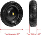 Parts Camp For Gorilla Cart Wheels 13-Inch replacement gorilla cart tires 4.00-6 Flat-free Solid Tire and Wheel For Hand Trucks/Garden Carts/Wheelbarrow/Dolly-5/8"Axle Borehole 2.1"Hub offset (2 Pack)