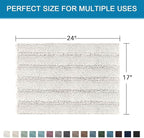 H.VERSAILTEX Bathroom Rugs Bath Rugs for Bathroom Non Slip Bath Mats Extra Thick Chenille Striped Rug 17" x 24" Absorbent Soft Shaggy Washable Dry Fast Bath Mats for Bath Room Floor - Ivory