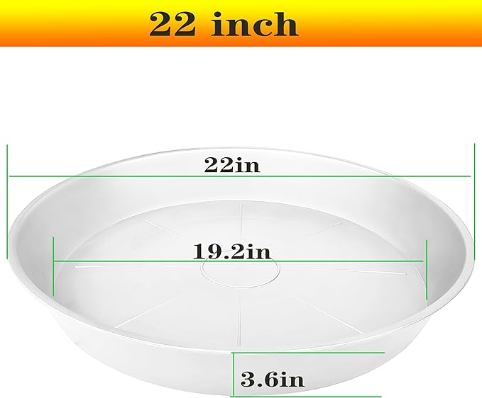 3 Pack of 22 inch Plant Saucer, 3.6" Depth Tray, Large Deep Garden Plastic Flower Planter Plant Trays for Indoors Outdoor Bath Bath (22", Creamy White)