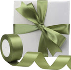 Olive Green Solid Satin Ribbon 1-1/2 Inch 25 Yards Solid Polyester Fabric Ribbon for Gift Wrapping Wedding Christmas Baby Shower Birthday Party Decoration Handmade Immortal Flower Craft