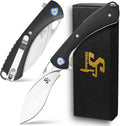 Sitivien ST147 Folding Pocket Knife,14C28N Steel Blade with G10 Handle Utility Knife EDC Tool Knife for Outdoor Camping,Hiking,Hunting(Black)