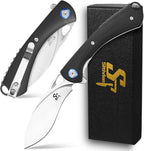 Sitivien ST147 Folding Pocket Knife,14C28N Steel Blade with G10 Handle Utility Knife EDC Tool Knife for Outdoor Camping,Hiking,Hunting(Black)