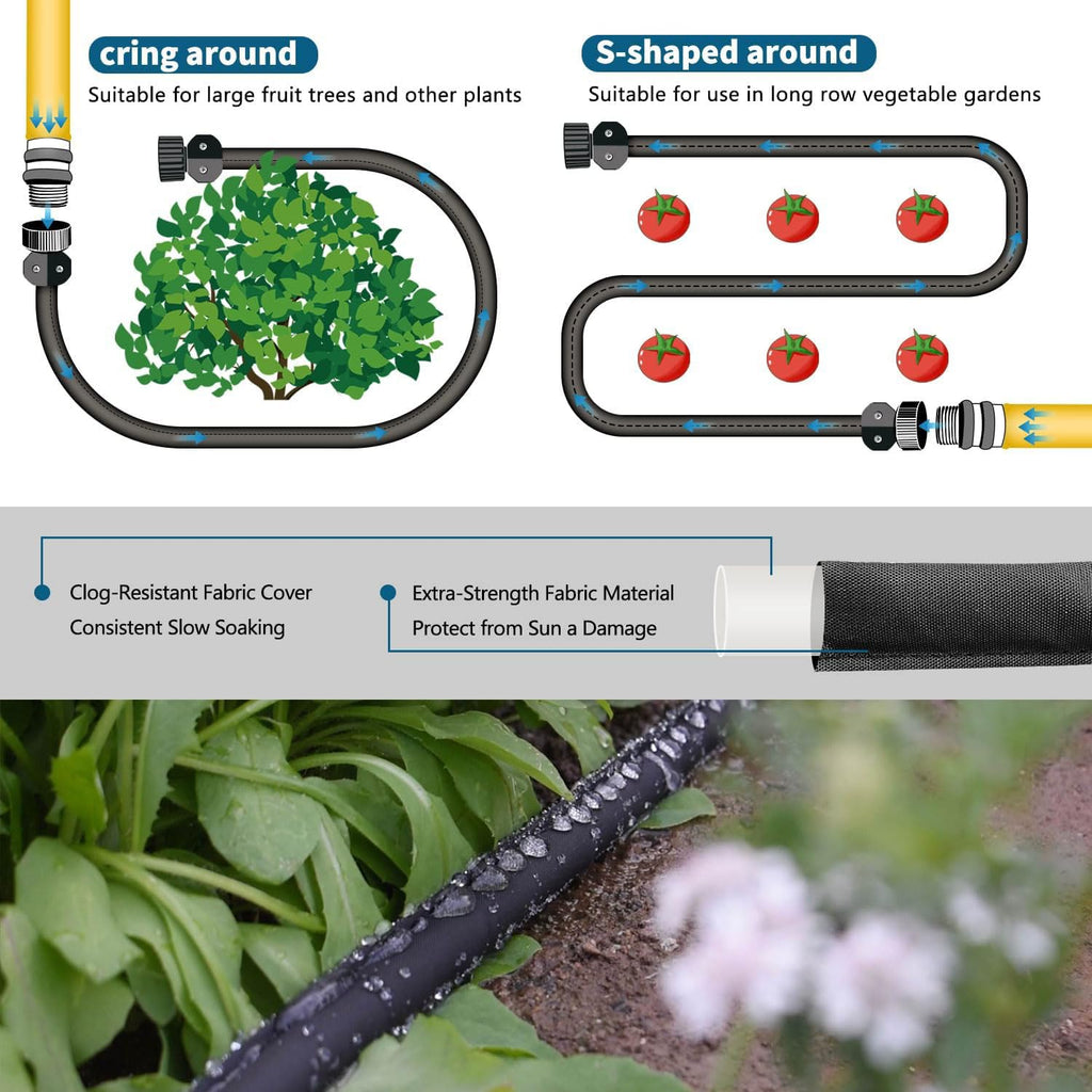 Suneed 4 Pack Flat Soaker Hose 25FT for Garden Beds, Lightweight Drip Soaker Hose 100 ft for Foundation Watering of Plants – Garden Sprinkler Soaker Hoses with Heavy Duty & Easy to Install (25ftx4)