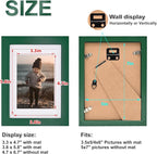 KINLINK 5x7 Picture Frames Green Wood Frames with Acrylic Plexiglass for 3.5x5/4x6 with Mat or 5x7 without Mat, Tabletop and Wall Mounting Display, Set of 4