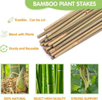 Plant Stakes,4FT Longer Sturdy Natural Bamboo Garden Stakes,GAGINANG 25Pcs Bamboo Sticks Trellis Support for Tomato, Vegetables Beans Trees Climbing Plants