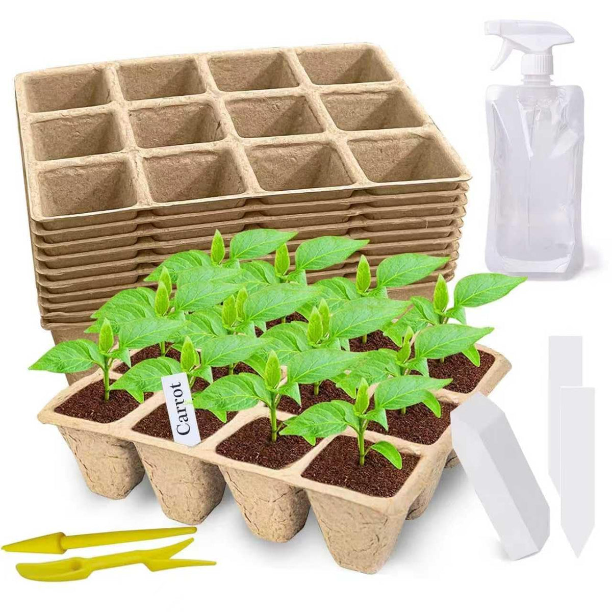 Doubleggs 120 Cells Seed Starter Tray, 10 Pack Plant Starter Kit