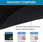 H.VERSAILTEX Bathroom Rugs Bath Rugs Non Slip Bath Mats Extra Thick Chenille Striped Rug 17" x 24" Absorbent Soft Shaggy Washable Dry Fast Bath Mats for Bathroom Floor - Black