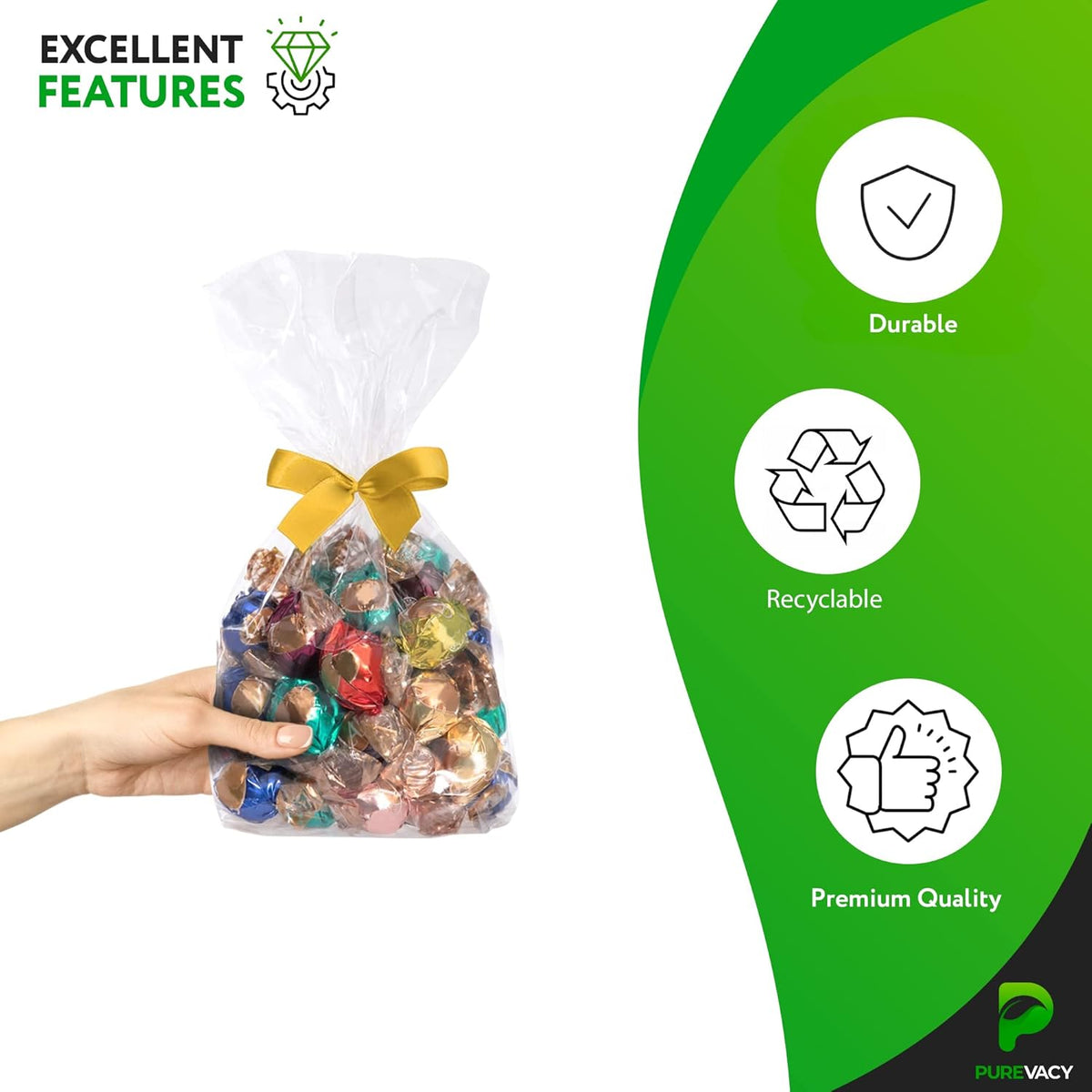 Gusseted Plastic Bags, 5 x 3 x 15 Inches. Pack of 1000 Clear Gusseted Poly Bags. 2 Mil Polyethylene Flat Bottom Bag with Side Gusset. Plastic Bread Bag. Clear Baggies for Treats