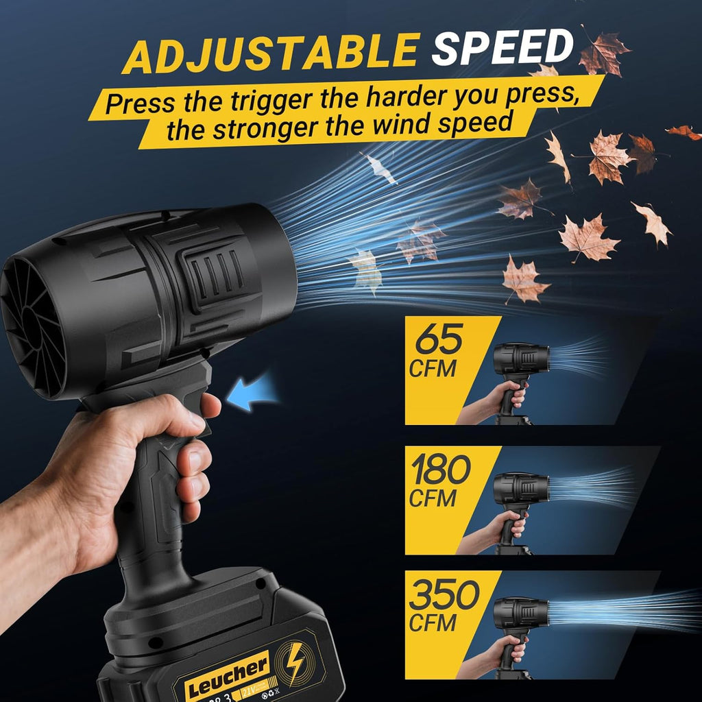 Leaf Blower Cordless,Hand Held Blower with 21V*2 Pcs Batteries,300000RPM Turbo Jet Blower,Portable Leaf Blower for Patio Cleaning,Lawn Care, Leaves and Dust