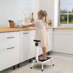 Step Stools for Adults, Foldable Step Stool with Handle for Elderly Seniors Stepping Stool with Non-Slip Step Platform Metal Stool in Kitchen, Bedroom,Bathroom,330 Lbs Capacity(Patent Protection)