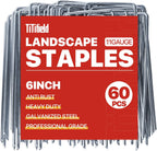 Landscape Staples 6 Inch 60 Pack 11 Gauge, Garden Staples Galvanized Landscape Pins Anti-Rust Landscape Fabric Stakes for Securing Irrigation Tubing, Fence, Weed Barrier, Ground Cover