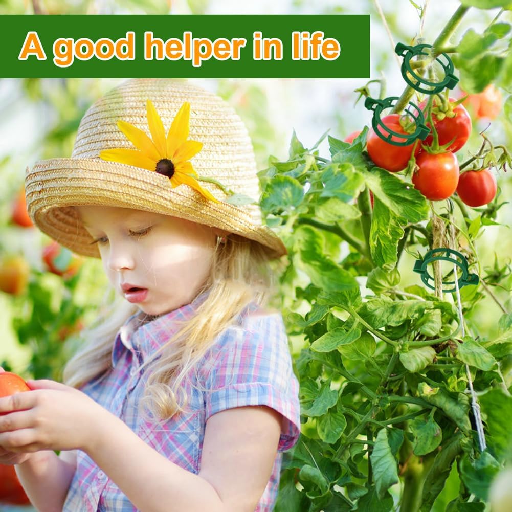 200 Pcs Plant Support Tomato Clips, Garden Clips, Crop Clips for Vine Vegetables, Fixing Tomato, Sweet Pepper, Eggplant, Makes Plants Grow Upright and Healthier（Green）