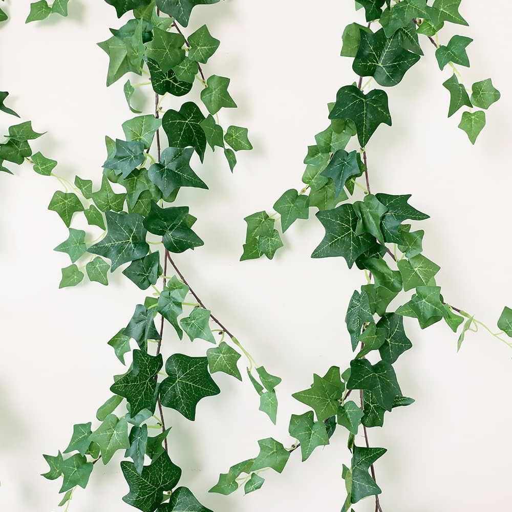 3 Strands Odorless Artificial Ivy Vines Kit, 71" Silk Ivy Garland with Green Leaves, Fake Hanging Plants Greenery Decoration for Bedroom, Windows, Walls, Wedding, Outdoor Decor (Green)