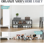 TY ARTS & CULTURE 2 Pack 3-Tiers Shoe Rack Organizer, Sturdy Metal Pipes & Durable Non-Woven Fabric, Shoe Rack for Closet Hold 24-30 Pairs, Shoe Rack for Entryway (Black)