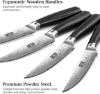 Steak Knives Set of 6, 4.5 Inch Japanese Serrated Steak Knife Set, Ultra Sharp High Carbon Powder Steel Steak Knife with Pakkawood Handle