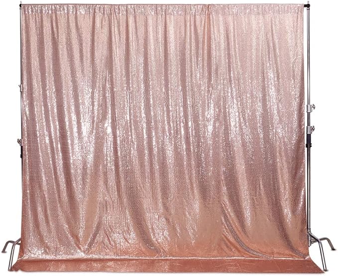 SquarePie Sequin Backdrop Non-Transparent Background Sparkly Curtain for Wedding Party 10FT x 10FT Rose Gold