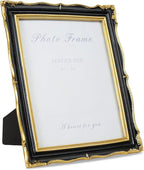 8x10 Black and Gold Picture Frame Vintage Frame, Ornate Textured Hand-Crafted Resin Photo Frames with Glass Front, 8 by 10 Decorative Picture Frame for Wall & Tabletop, Antique Frame Home Decor