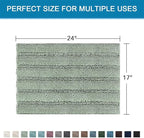 H.VERSAILTEX Bath Mats for Bathroom Non Slip Thick Chenille Striped Bath Rug Absorbent Fluffy Soft Shaggy Rugs Washable Dry Fast Plush Mats for Indoor, Bath Room, Tub - 17" x 24", Sage