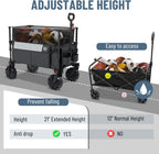 TIMBER RIDGE Foldable Wagon 350L Extendable Height, Large Capasity Collapsible Wagon Cart with All Terrians Detachable Wheels, Compact Folding Utility Wagon for Camping, Fishing, Shopping Grey