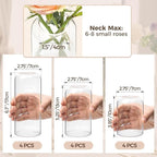 ComSaf Small Flower Vase Set of 12, Glass Bud Vases in Bulk, Clear Vases for Flower, Decor Centerpiece for Bathroom, Decorative Vases for House Warming, Valentines' Day, Mother's Day, Thanksgiving Day