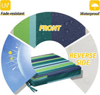 AAAAAcessories Outdoor Seat Cushions for Chairs, Waterproof, Fade-Resistant, 24" x 24" x 4", Patio Furniture Replacement Cushions, Set of 2, Stormy Teal Coastal Stripe