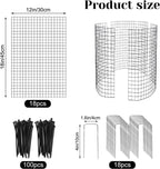 6 Pack 18'' x 12'' Large Wire Plant Protector from Animals, 18 Pcs Metal Plant Cage Chicken Wire Cloche with Ground Stakes and Nylon Tie to Keep Animals Out, Garden Protection Bunny Barricade