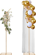 HPC Decor Set of 2 Wedding Arch Backdrop Stand, 8FT, 6.7FT Gold Metal Arch Backdrop Stand for Wedding Ceremony Bridal Baby Shower Birthday Party Garden Floral Balloon Decoration Arch Frame Decor