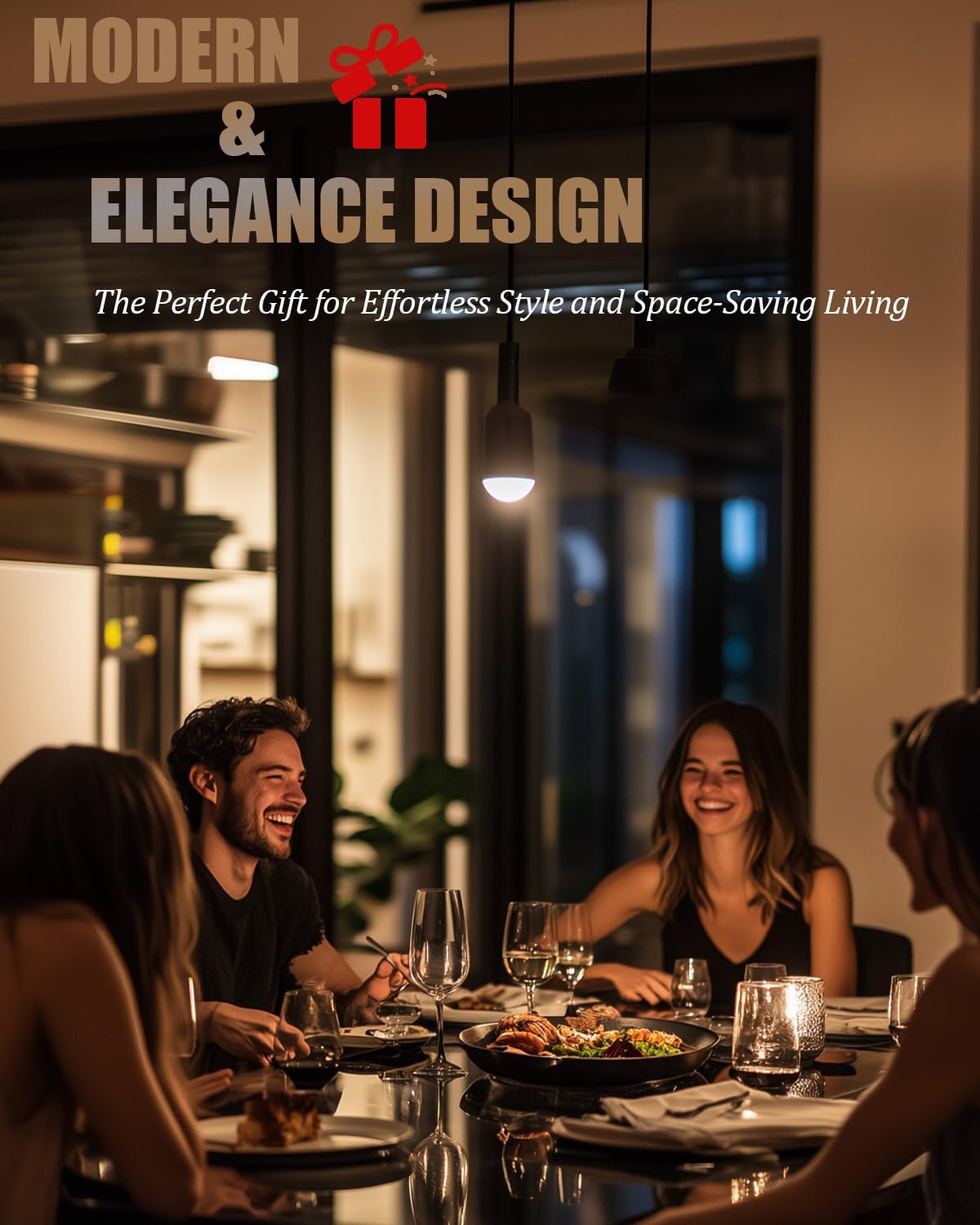 Dining Table Set for 4, Kitchen Table and Chairs Set of 4, 5 Piece Modern Dining Room Table Set with Tempered Glass Top and PU Leather Chairs for Small Space, Apartment, Black